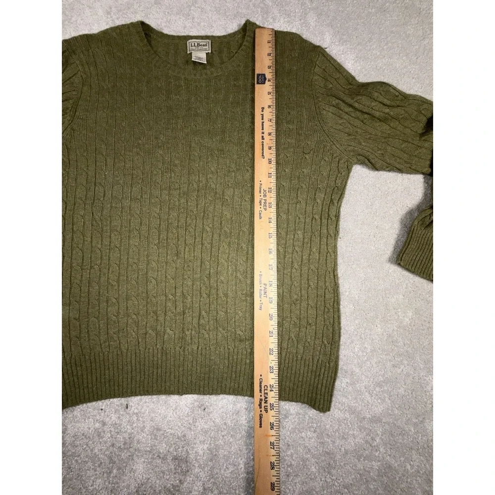 ll‎ bean lambs wool cable knit sweater green womens large VTG